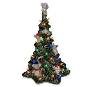 Vintage 1987 Kimple Mold 14" Christmas Mouse Ceramic Tree - NO Base with Light